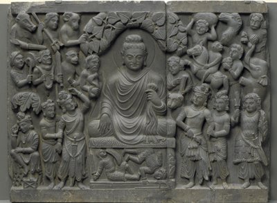 Gudinnen Bhadrakali Tilbedt av gudene fra en tantrisk Devi -serie av Unbekannt Unbekannt